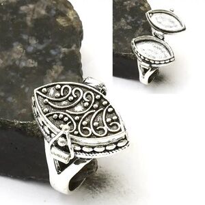 Poison openable treasure ring Elegant Silver-Toned Women Ring
